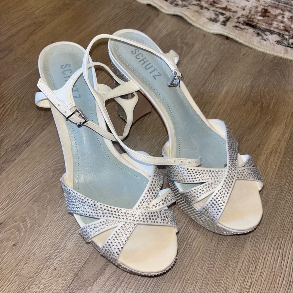 SCHUTZ Silver Strappy Heels KEEFA